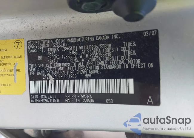 2T2HK31U28C054963: 43603569