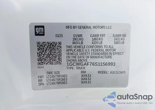 1GCWGAF76S1156993: 43603706