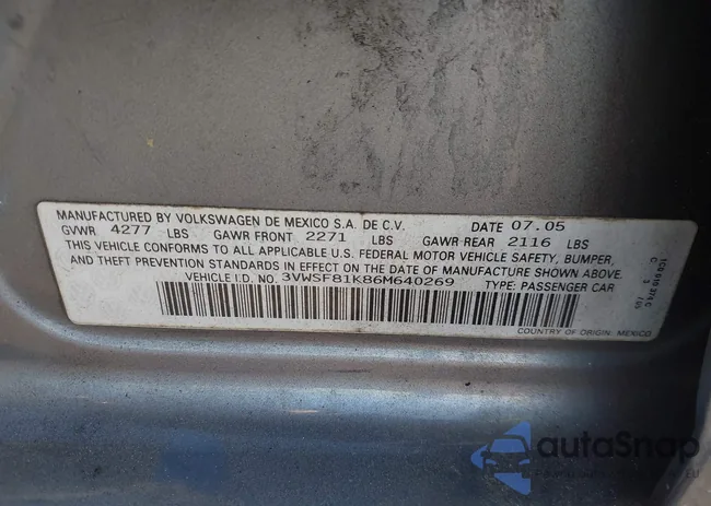 3VWSF81K86M640269: 43603725