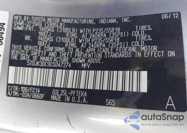 5TDJK3DC9CS047274: 43603801