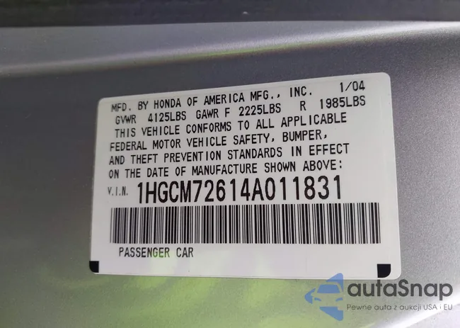 1HGCM72614A011831: 43603844