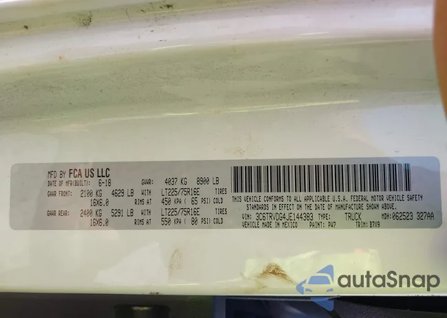 3C6TRVDG4JE144383: 43603883