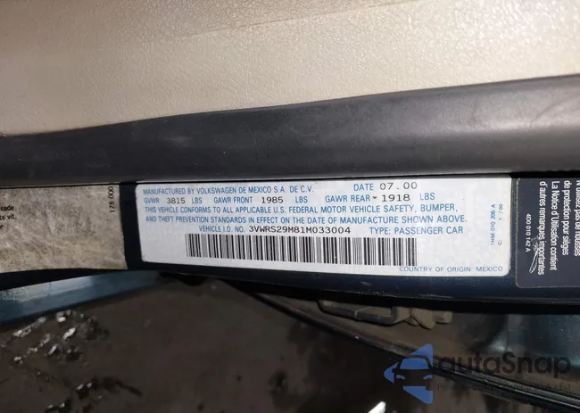 3VWRS29M81M033004: 43602947