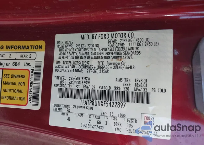 1FATP8UHXF5422897: 43602979