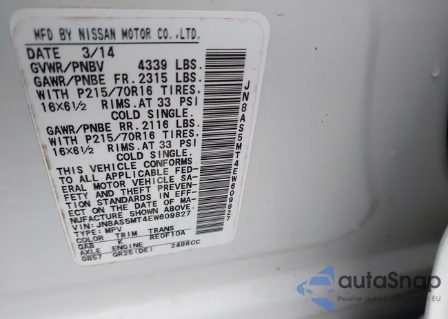 JN8AS5MT4EW609827: 43603274