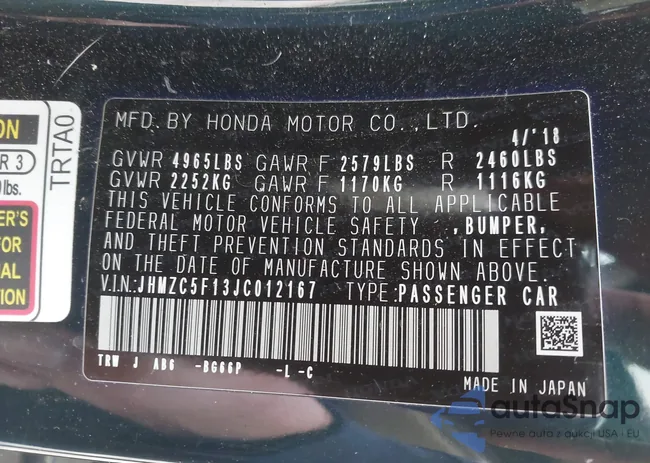 JHMZC5F13JC012167: 43603288