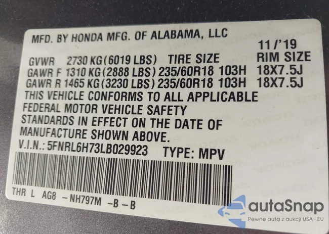 5FNRL6H73LB029923: 43604354