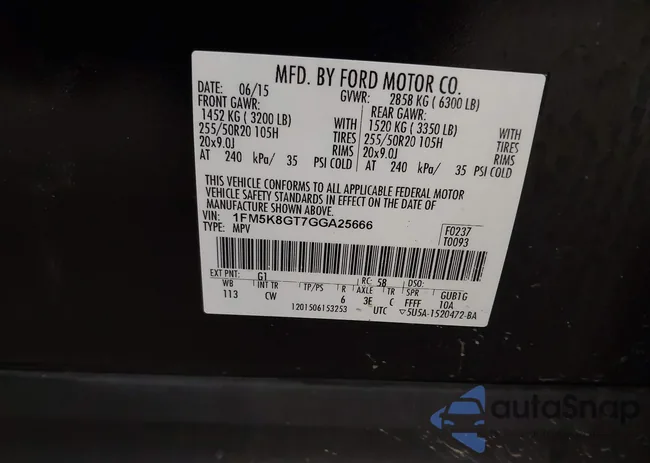 1FM5K8GT7GGA25666: 43604449