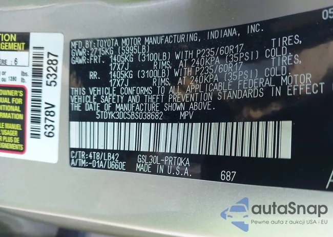 5TDYK3DC5BS038682: 43604542