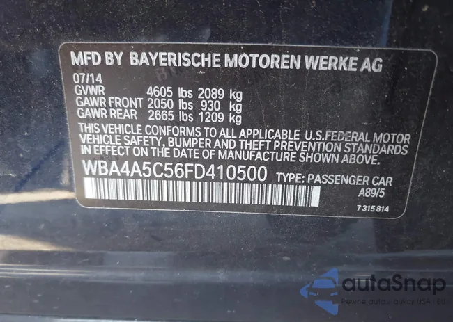 WBA4A5C56FD410500: 43604581