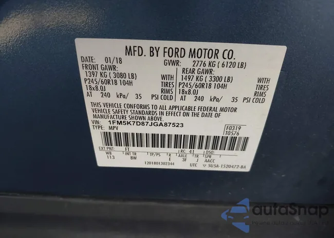 1FM5K7D87JGA87523: 43604696