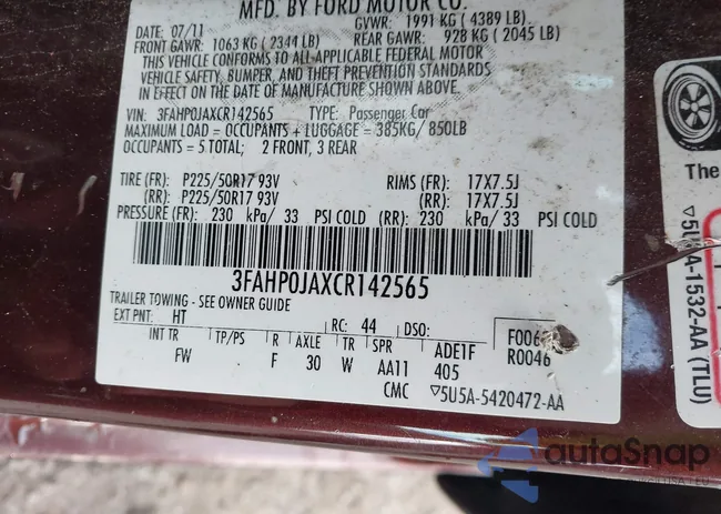 3FAHP0JAXCR142565: 43604699