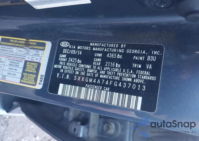 5XXGM4A74FG437013: 43604761