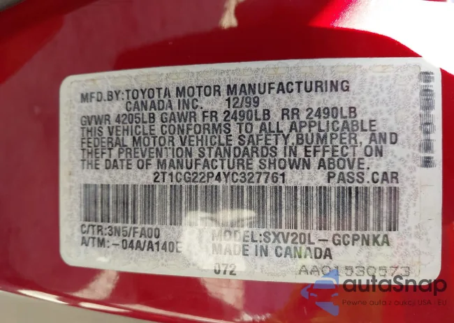 2T1CG22P4YC327761: 43604803