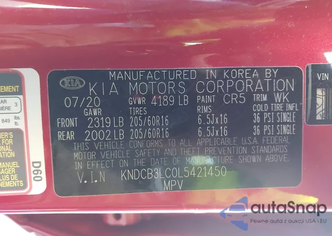 KNDCB3LC0L5421450: 43604830