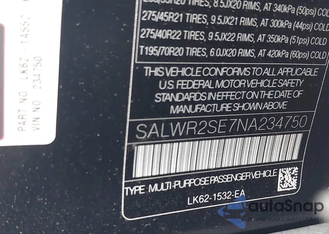 SALWR2SE7NA234750: 43604018