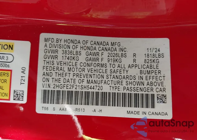 2HGFE2F21SH544720: 43604047