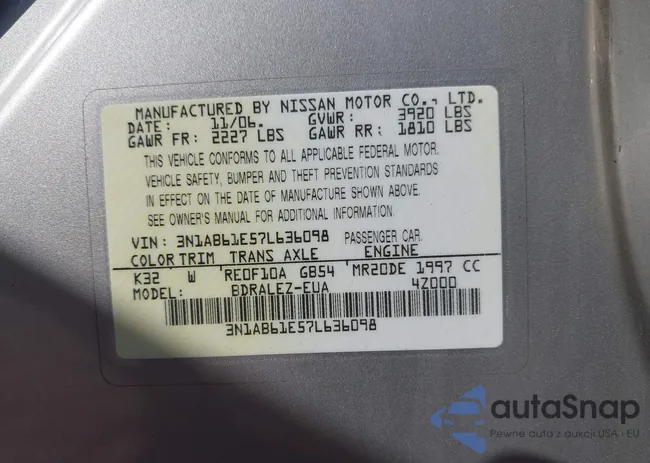 3N1AB61E57L636098: 43604050