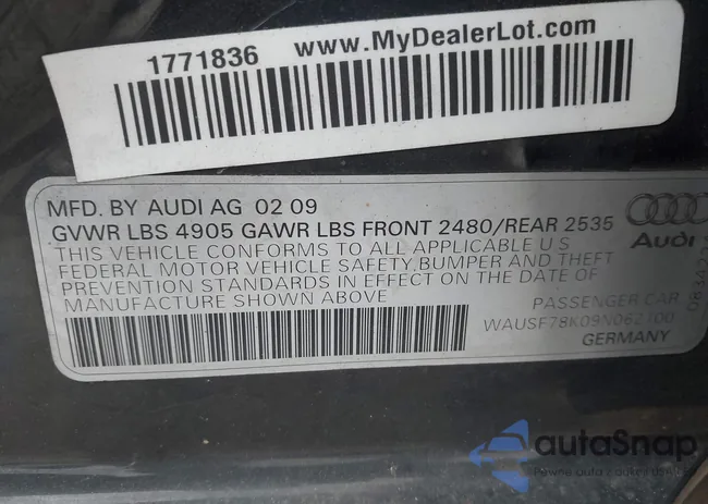 WAUSF78K09N062100: 43604252