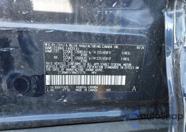 2T3RWRFV1RW251776: 43605309