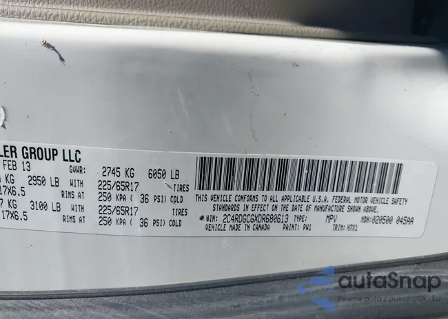 2C4RDGCGXDR680613: 43605385