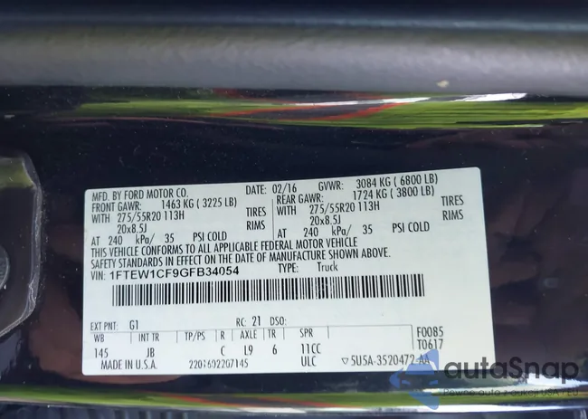 1FTEW1CF9GFB34054: 43605418