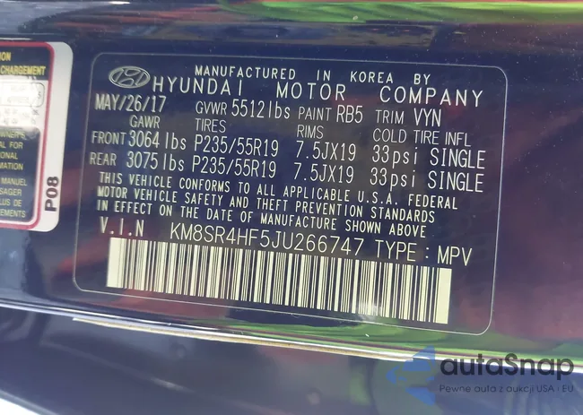 KM8SR4HF5JU266747: 43605434