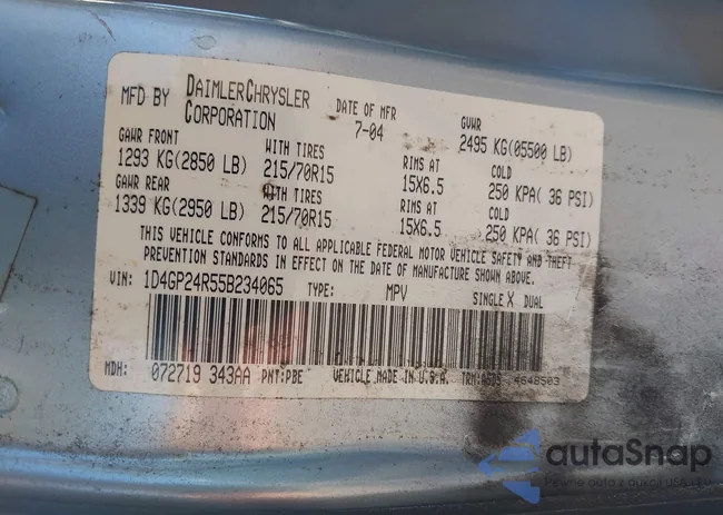 1D4GP24R55B234065: 43605470