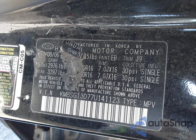 KM8SG13D77U141123: 43605481