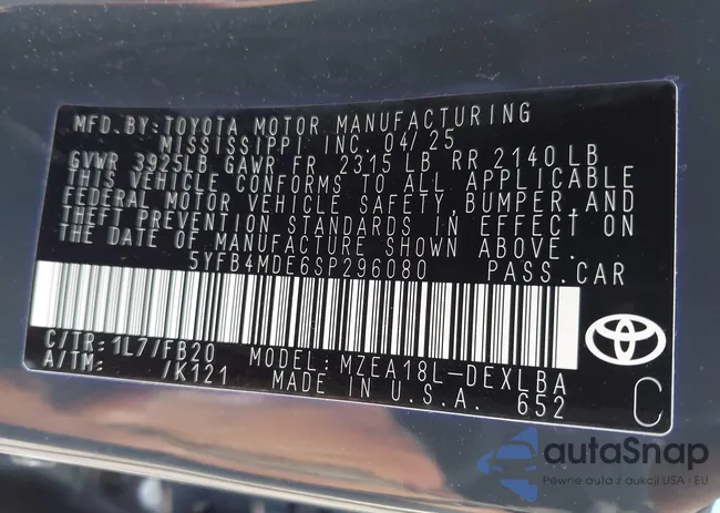 5YFB4MDE6SP296080: 43605515