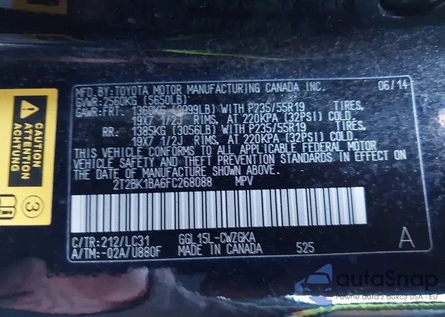 2T2BK1BA6FC268088: 43605576