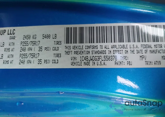 1C4BJWDG3FL550378: 43605577