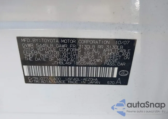 JTHBL46F185059865: 43605580