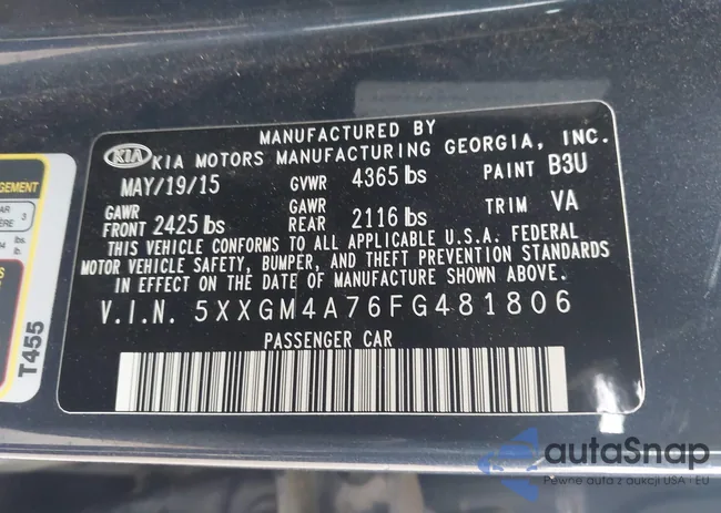 5XXGM4A76FG481806: 43605622