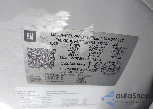 1GYKPFRSXLZ136108: 43605633