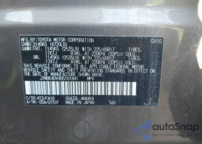 JTMBK4DV4B5101841: 43605715