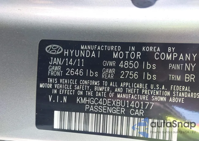 KMHGC4DEXBU140177: 43605734