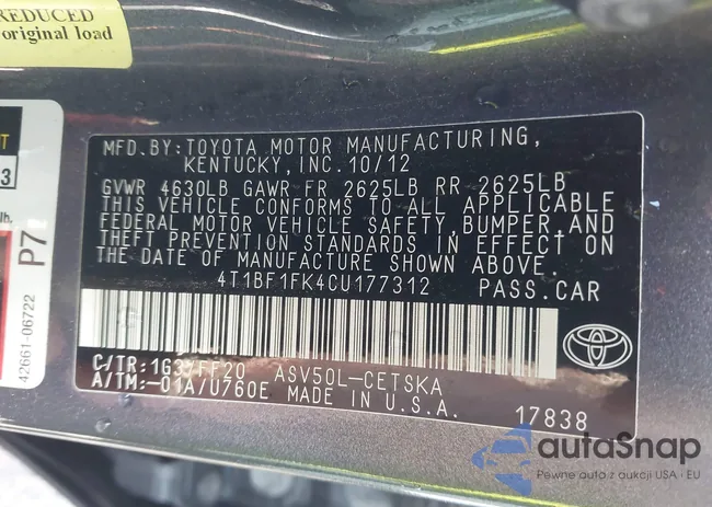 4T1BF1FK4CU177312: 43605770