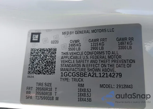 1GCGSBEA2L1214279: 43605772