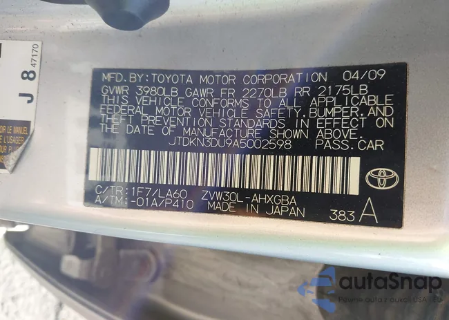 JTDKN3DU9A5002598: 43605785