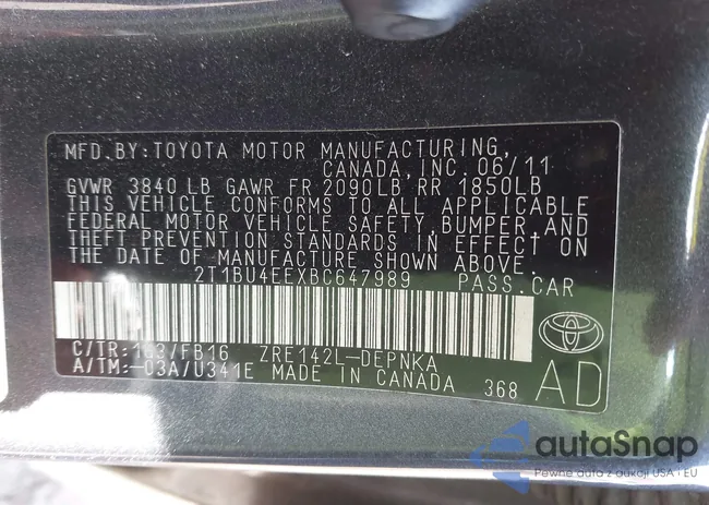 2T1BU4EEXBC647989: 43605835