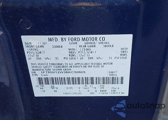 1FTRW12W38KC50605: 43605863