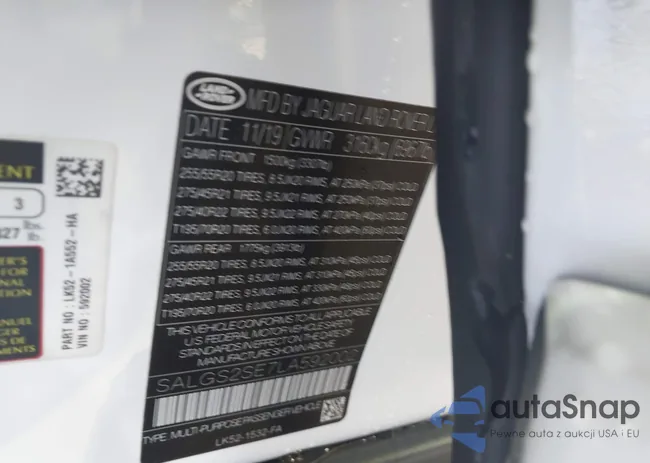 SALGS2SE7LA592002: 43605865