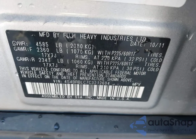 4S4BRBLC7C3212604: 43604905