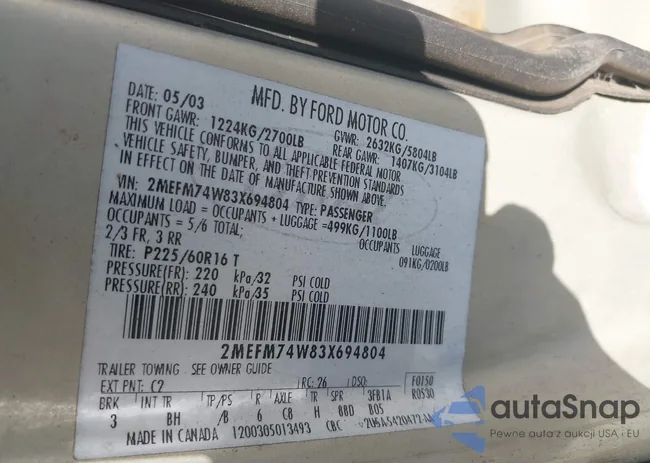 2MEFM74W83X694804: 43604908