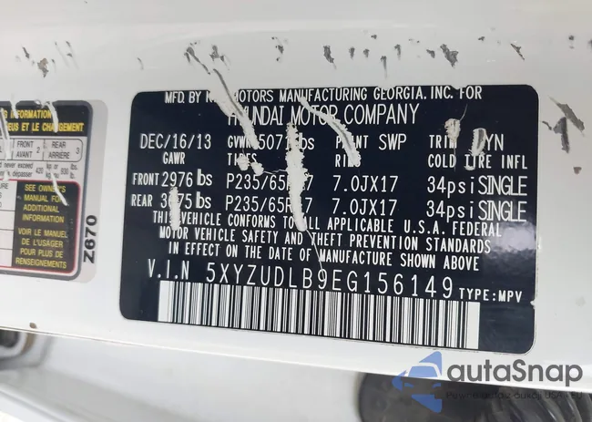 5XYZUDLB9EG156149: 43605079