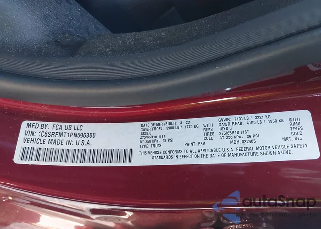 1C6SRFMT1PN596360: 43605087