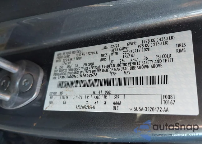 1FMCU0GN5RUA52678: 43605157