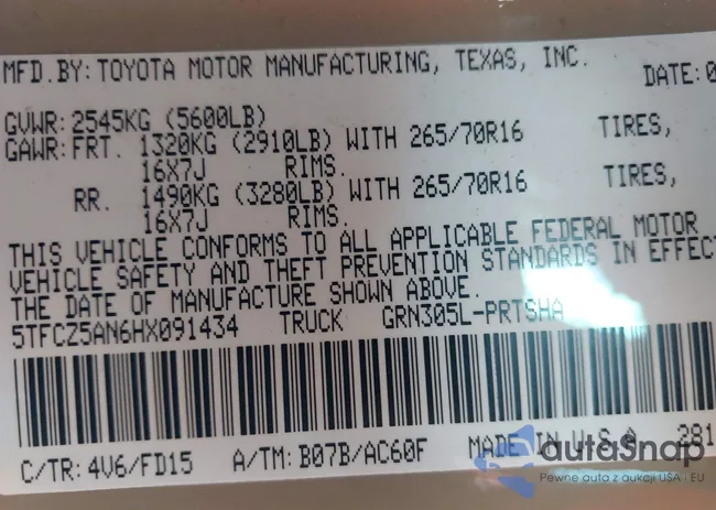 5TFCZ5AN6HX091434: 43605191