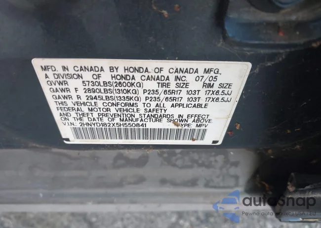 2HNYD182X5H550841: 43606475